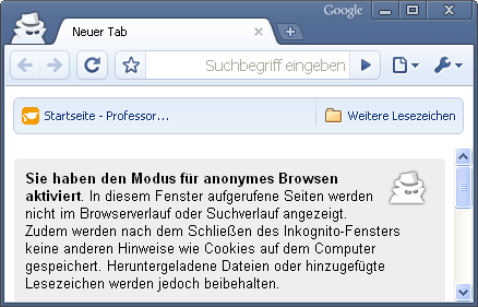 Inkognito Fenster
