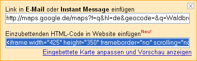 Google Maps - URL kopieren
