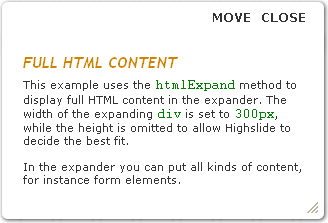 Highslide Beispiel - HTML-Inhalt