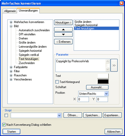 XnView Stapelverarbeitungsoptionen